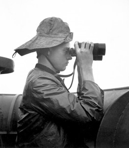 Prow lookout aboard USS NASSAU