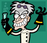 Caricature of a mad scientist