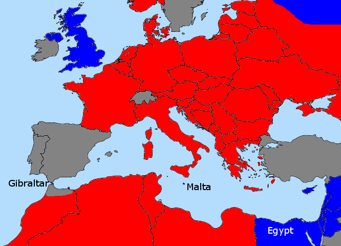 Political Map WWII Mediterranean