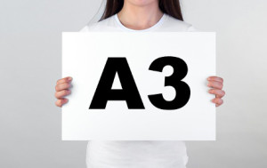 Woman holding a blank poster