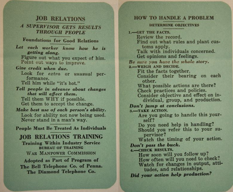 Job Relations Card