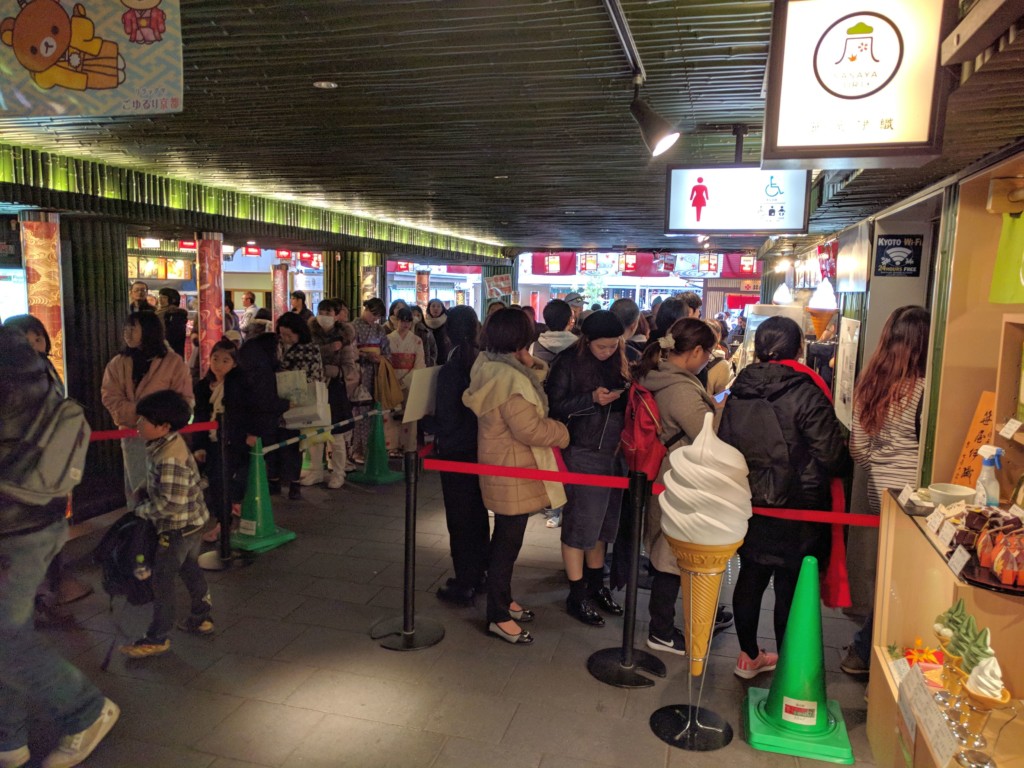 Japan queuing in line at shops