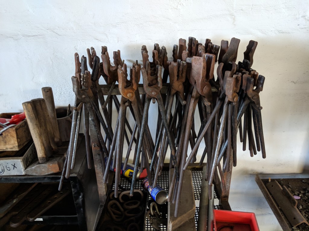 Selection of tongs from a blacksmith