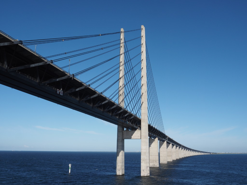 Öresund Bridge in direction to Kopenhagen